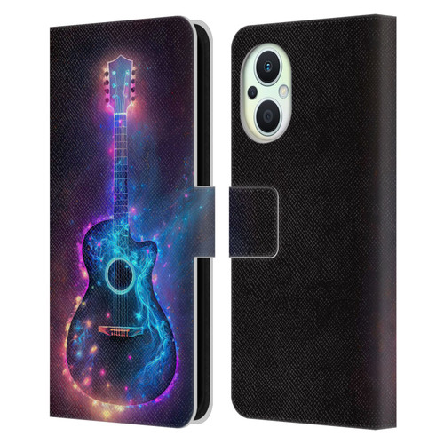 Wumples Cosmic Arts Guitar Leather Book Wallet Case Cover For OPPO Reno8 Lite