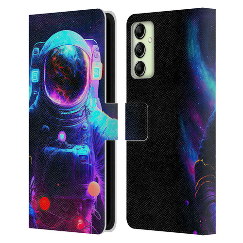 Wumples Cosmic Arts Astronaut Leather Book Wallet Case Cover For Samsung Galaxy A14 5G