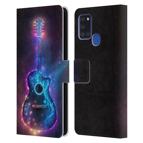 Wumples Cosmic Arts Guitar Leather Book Wallet Case Cover For Samsung Galaxy A21s (2020)