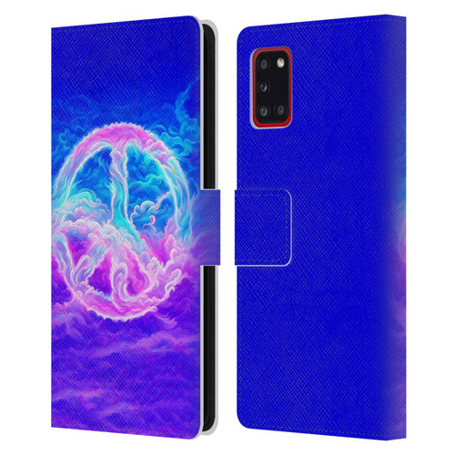 Wumples Cosmic Arts Clouded Peace Symbol Leather Book Wallet Case Cover For Samsung Galaxy A31 (2020)