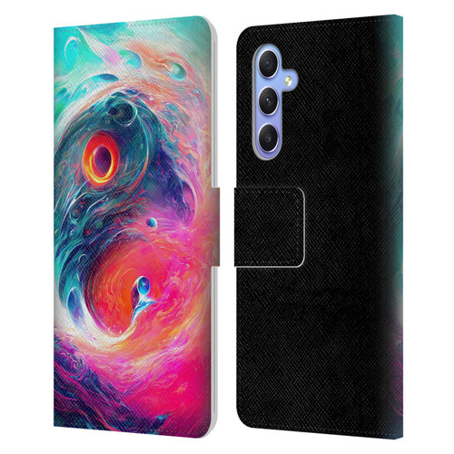 Wumples Cosmic Arts Blue And Pink Yin Yang Vortex Leather Book Wallet Case Cover For Samsung Galaxy A34 5G