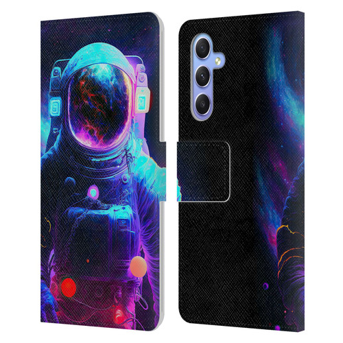 Wumples Cosmic Arts Astronaut Leather Book Wallet Case Cover For Samsung Galaxy A34 5G