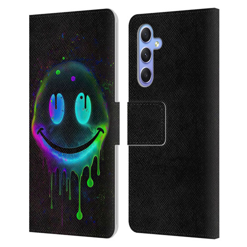Wumples Cosmic Arts Drip Smiley Leather Book Wallet Case Cover For Samsung Galaxy A34 5G