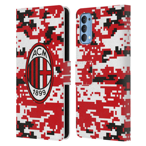 AC Milan Crest Patterns Digital Camouflage Leather Book Wallet Case Cover For OPPO Reno 4 5G