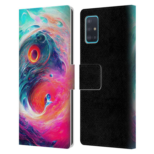 Wumples Cosmic Arts Blue And Pink Yin Yang Vortex Leather Book Wallet Case Cover For Samsung Galaxy A51 (2019)