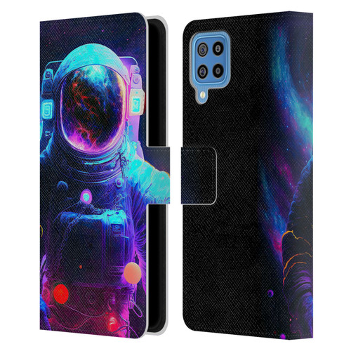 Wumples Cosmic Arts Astronaut Leather Book Wallet Case Cover For Samsung Galaxy F22 (2021)