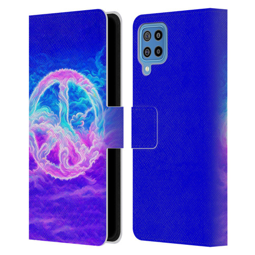 Wumples Cosmic Arts Clouded Peace Symbol Leather Book Wallet Case Cover For Samsung Galaxy F22 (2021)