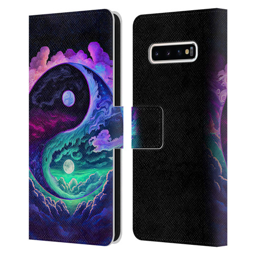 Wumples Cosmic Arts Clouded Yin Yang Leather Book Wallet Case Cover For Samsung Galaxy S10+ / S10 Plus
