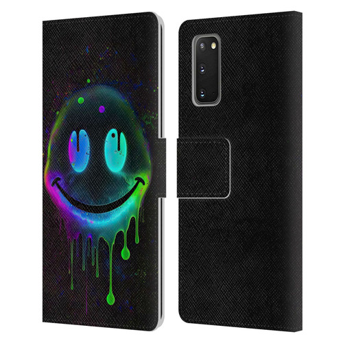 Wumples Cosmic Arts Drip Smiley Leather Book Wallet Case Cover For Samsung Galaxy S20 / S20 5G