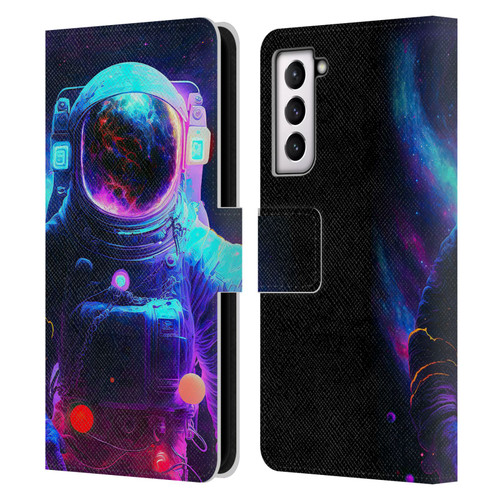 Wumples Cosmic Arts Astronaut Leather Book Wallet Case Cover For Samsung Galaxy S21 5G