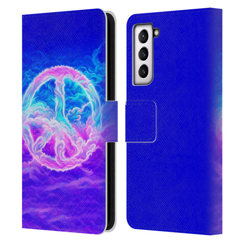 Wumples Cosmic Arts Clouded Peace Symbol Leather Book Wallet Case Cover For Samsung Galaxy S21 5G