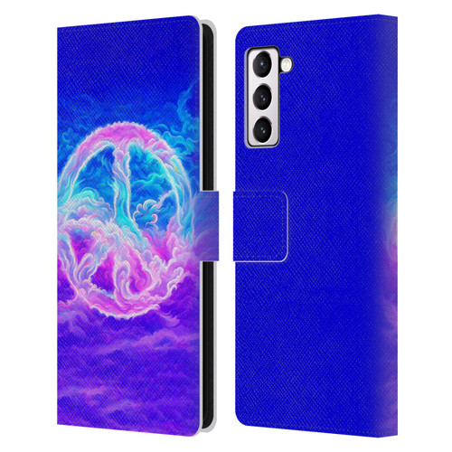 Wumples Cosmic Arts Clouded Peace Symbol Leather Book Wallet Case Cover For Samsung Galaxy S21+ 5G