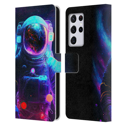 Wumples Cosmic Arts Astronaut Leather Book Wallet Case Cover For Samsung Galaxy S21 Ultra 5G