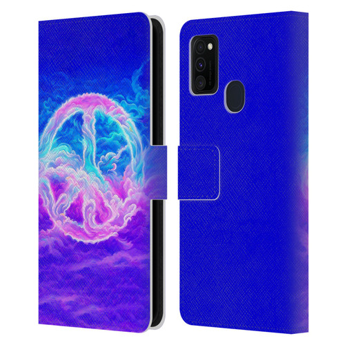 Wumples Cosmic Arts Clouded Peace Symbol Leather Book Wallet Case Cover For Samsung Galaxy M30s (2019)/M21 (2020)