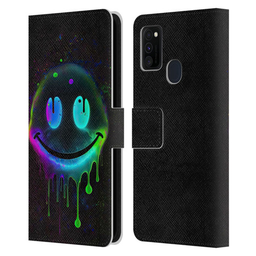 Wumples Cosmic Arts Drip Smiley Leather Book Wallet Case Cover For Samsung Galaxy M30s (2019)/M21 (2020)