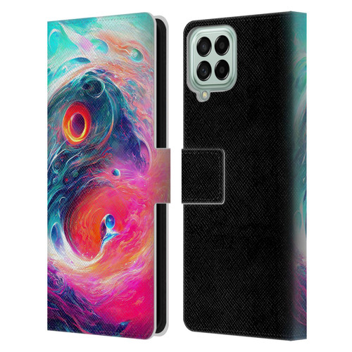 Wumples Cosmic Arts Blue And Pink Yin Yang Vortex Leather Book Wallet Case Cover For Samsung Galaxy M33 (2022)