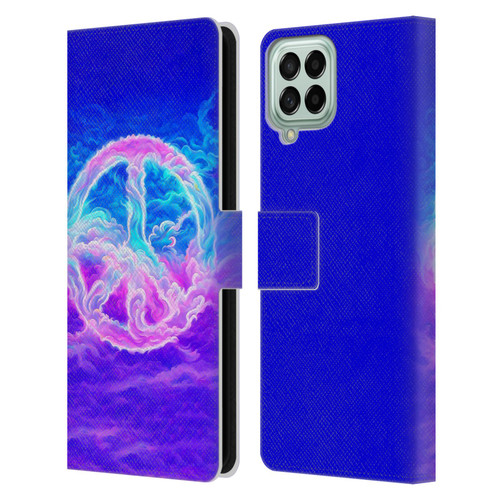 Wumples Cosmic Arts Clouded Peace Symbol Leather Book Wallet Case Cover For Samsung Galaxy M53 (2022)