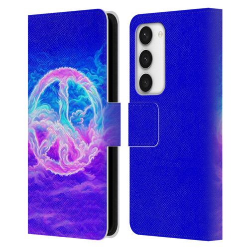 Wumples Cosmic Arts Clouded Peace Symbol Leather Book Wallet Case Cover For Samsung Galaxy S23 5G