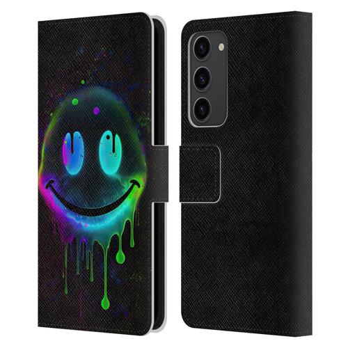 Wumples Cosmic Arts Drip Smiley Leather Book Wallet Case Cover For Samsung Galaxy S23+ 5G