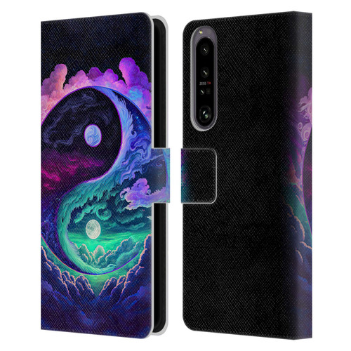Wumples Cosmic Arts Clouded Yin Yang Leather Book Wallet Case Cover For Sony Xperia 1 IV