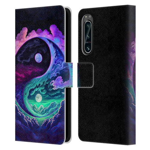 Wumples Cosmic Arts Clouded Yin Yang Leather Book Wallet Case Cover For Sony Xperia 5 IV