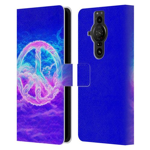 Wumples Cosmic Arts Clouded Peace Symbol Leather Book Wallet Case Cover For Sony Xperia Pro-I