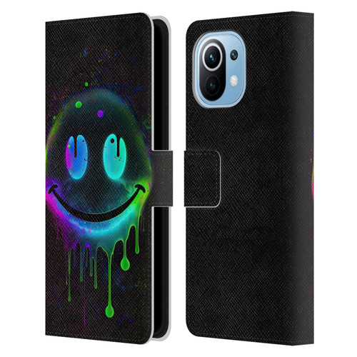 Wumples Cosmic Arts Drip Smiley Leather Book Wallet Case Cover For Xiaomi Mi 11