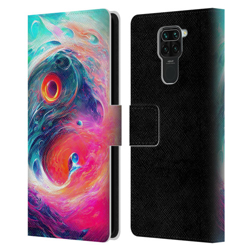 Wumples Cosmic Arts Blue And Pink Yin Yang Vortex Leather Book Wallet Case Cover For Xiaomi Redmi Note 9 / Redmi 10X 4G