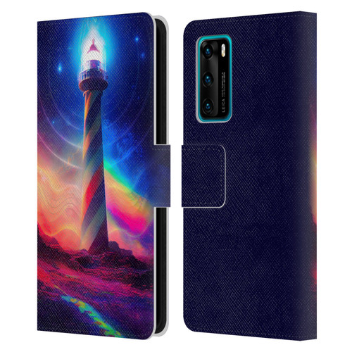 Wumples Cosmic Universe Lighthouse Leather Book Wallet Case Cover For Huawei P40 5G