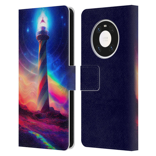 Wumples Cosmic Universe Lighthouse Leather Book Wallet Case Cover For Huawei Mate 40 Pro 5G