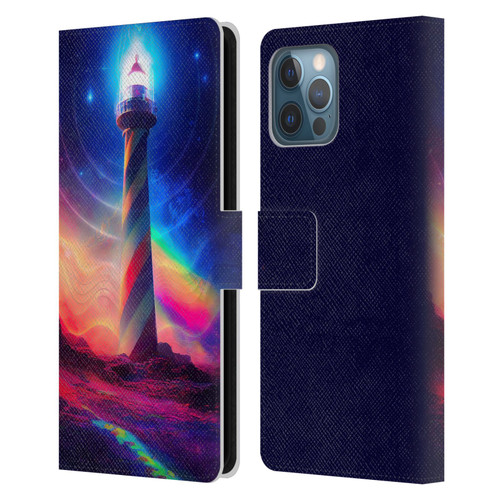 Wumples Cosmic Universe Lighthouse Leather Book Wallet Case Cover For Apple iPhone 12 Pro Max