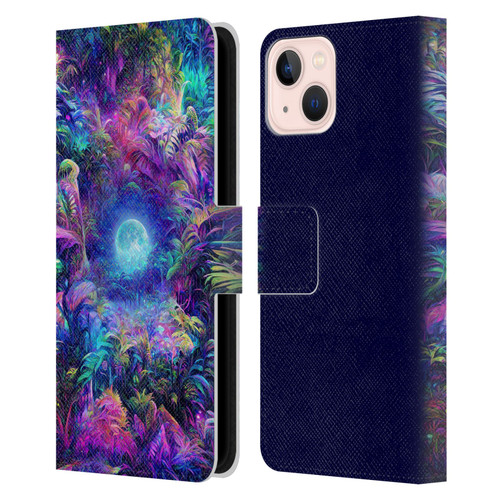 Wumples Cosmic Universe Jungle Moonrise Leather Book Wallet Case Cover For Apple iPhone 13