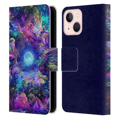 Wumples Cosmic Universe Jungle Moonrise Leather Book Wallet Case Cover For Apple iPhone 13 Mini