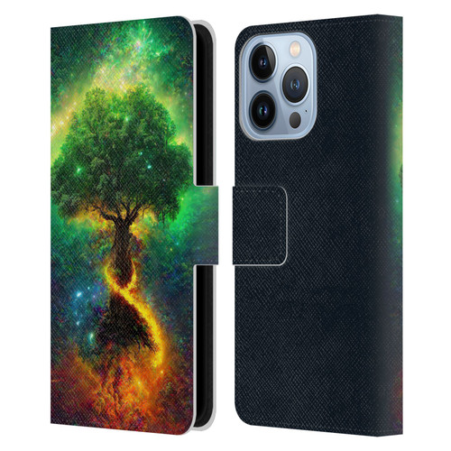 Wumples Cosmic Universe Yggdrasil, Norse Tree Of Life Leather Book Wallet Case Cover For Apple iPhone 13 Pro