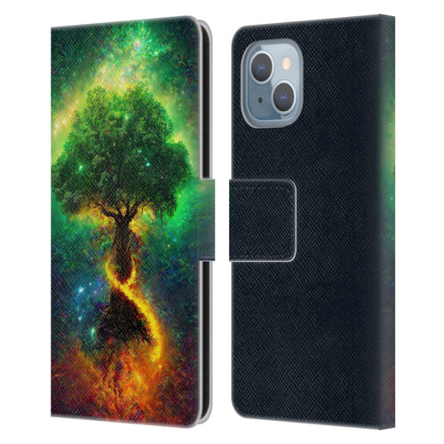 Wumples Cosmic Universe Yggdrasil, Norse Tree Of Life Leather Book Wallet Case Cover For Apple iPhone 14