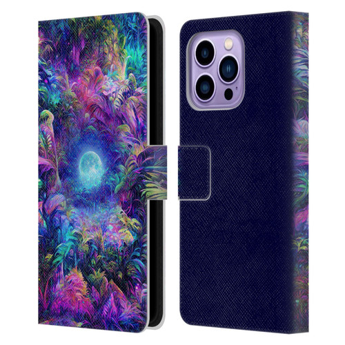 Wumples Cosmic Universe Jungle Moonrise Leather Book Wallet Case Cover For Apple iPhone 14 Pro Max