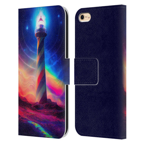 Wumples Cosmic Universe Lighthouse Leather Book Wallet Case Cover For Apple iPhone 6 / iPhone 6s