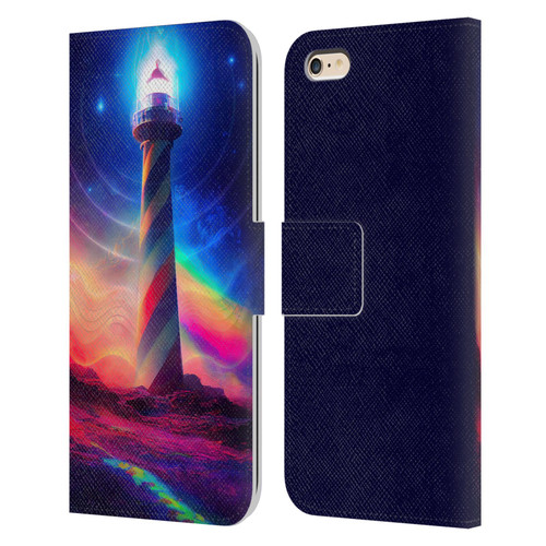 Wumples Cosmic Universe Lighthouse Leather Book Wallet Case Cover For Apple iPhone 6 Plus / iPhone 6s Plus