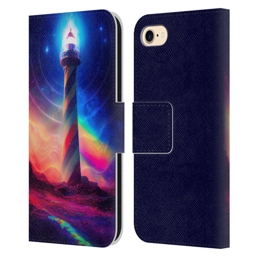 Wumples Cosmic Universe Lighthouse Leather Book Wallet Case Cover For Apple iPhone 7 / 8 / SE 2020 & 2022