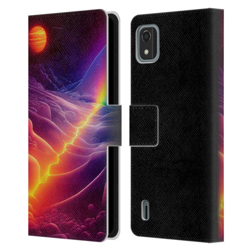 Wumples Cosmic Universe A Chasm On A Distant Moon Leather Book Wallet Case Cover For Nokia C2 2nd Edition