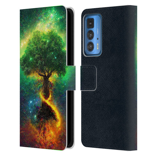 Wumples Cosmic Universe Yggdrasil, Norse Tree Of Life Leather Book Wallet Case Cover For Motorola Edge (2022)