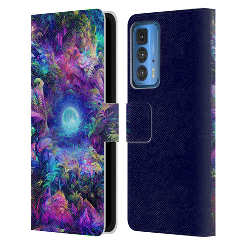 Wumples Cosmic Universe Jungle Moonrise Leather Book Wallet Case Cover For Motorola Edge (2022)