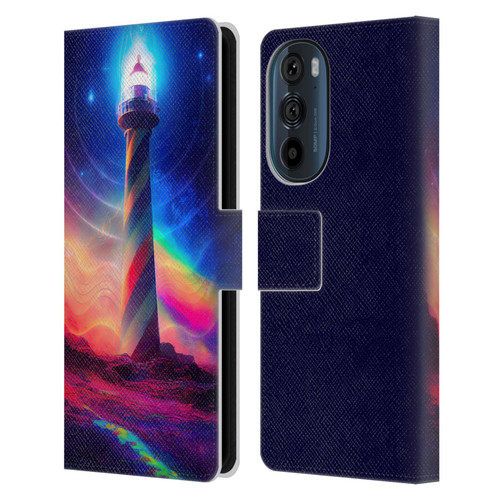 Wumples Cosmic Universe Lighthouse Leather Book Wallet Case Cover For Motorola Edge 30