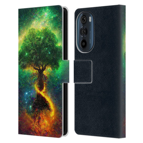 Wumples Cosmic Universe Yggdrasil, Norse Tree Of Life Leather Book Wallet Case Cover For Motorola Edge 30