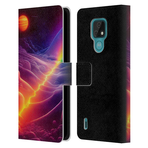 Wumples Cosmic Universe A Chasm On A Distant Moon Leather Book Wallet Case Cover For Motorola Moto E7