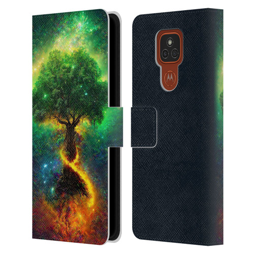 Wumples Cosmic Universe Yggdrasil, Norse Tree Of Life Leather Book Wallet Case Cover For Motorola Moto E7 Plus