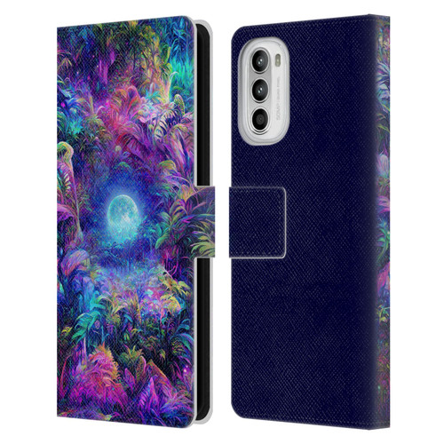 Wumples Cosmic Universe Jungle Moonrise Leather Book Wallet Case Cover For Motorola Moto G52