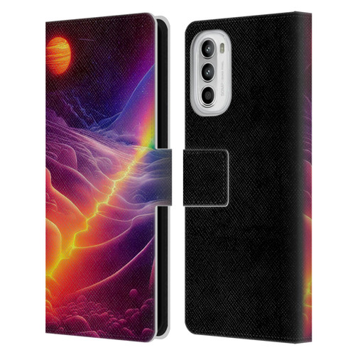 Wumples Cosmic Universe A Chasm On A Distant Moon Leather Book Wallet Case Cover For Motorola Moto G52