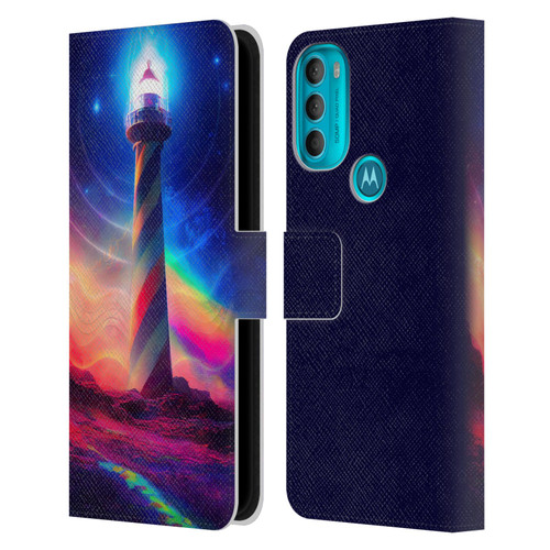 Wumples Cosmic Universe Lighthouse Leather Book Wallet Case Cover For Motorola Moto G71 5G