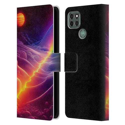Wumples Cosmic Universe A Chasm On A Distant Moon Leather Book Wallet Case Cover For Motorola Moto G9 Power